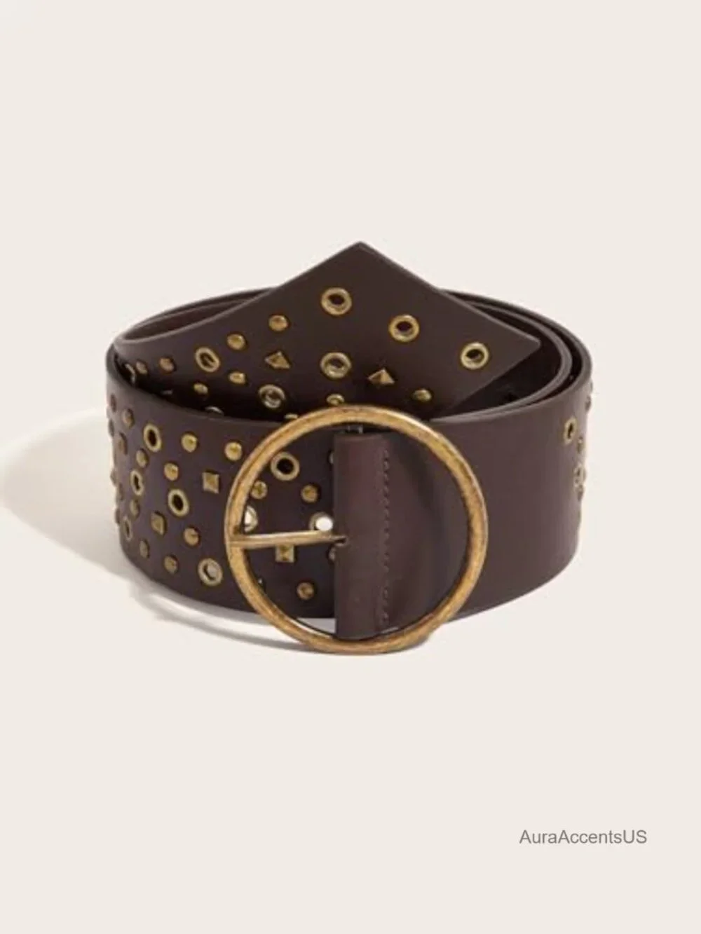 Wide Western Concho Belt, PU Leather Studded Belt for Waist Below 36
